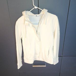 Euc BMW 100% cotton Hoodie Jacket, Large, off white/cream coloured
